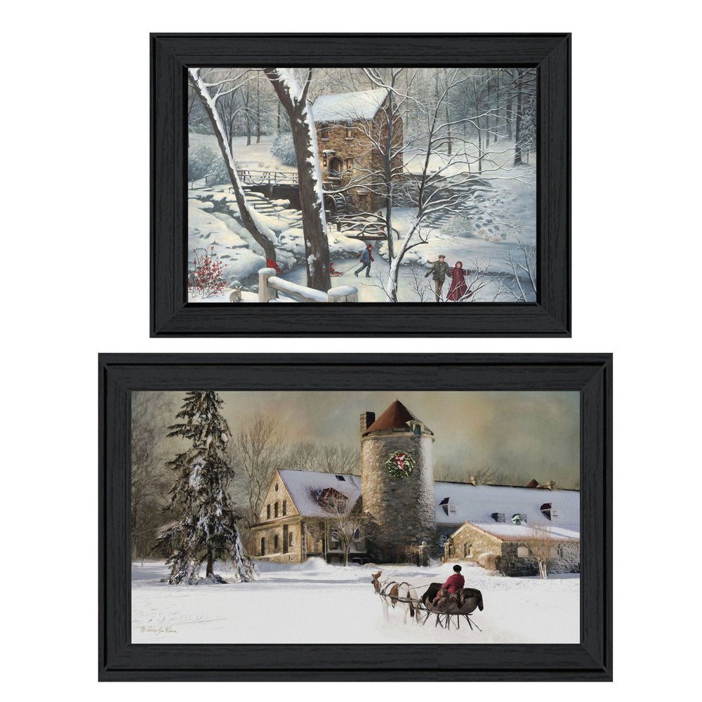 Set Of Two Millhouse Collection Black Framed Wall Art