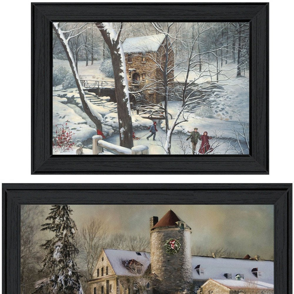 Set Of Two Millhouse Collection Black Framed Wall Art