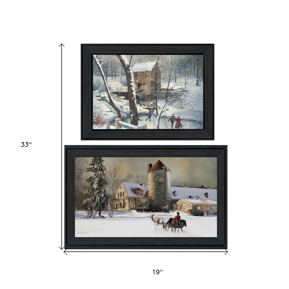 Set Of Two Millhouse Collection Black Framed Wall Art