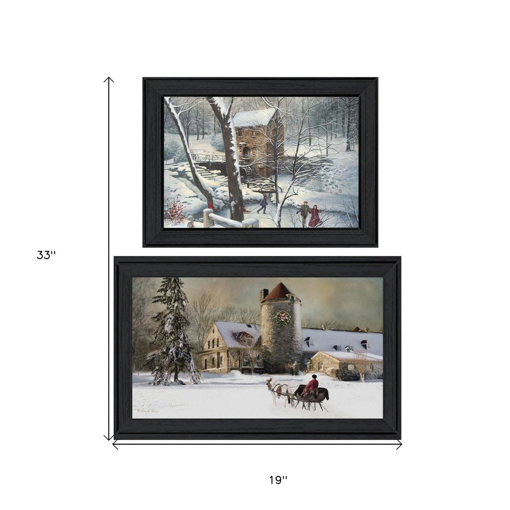 Set Of Two Millhouse Collection Black Framed Wall Art