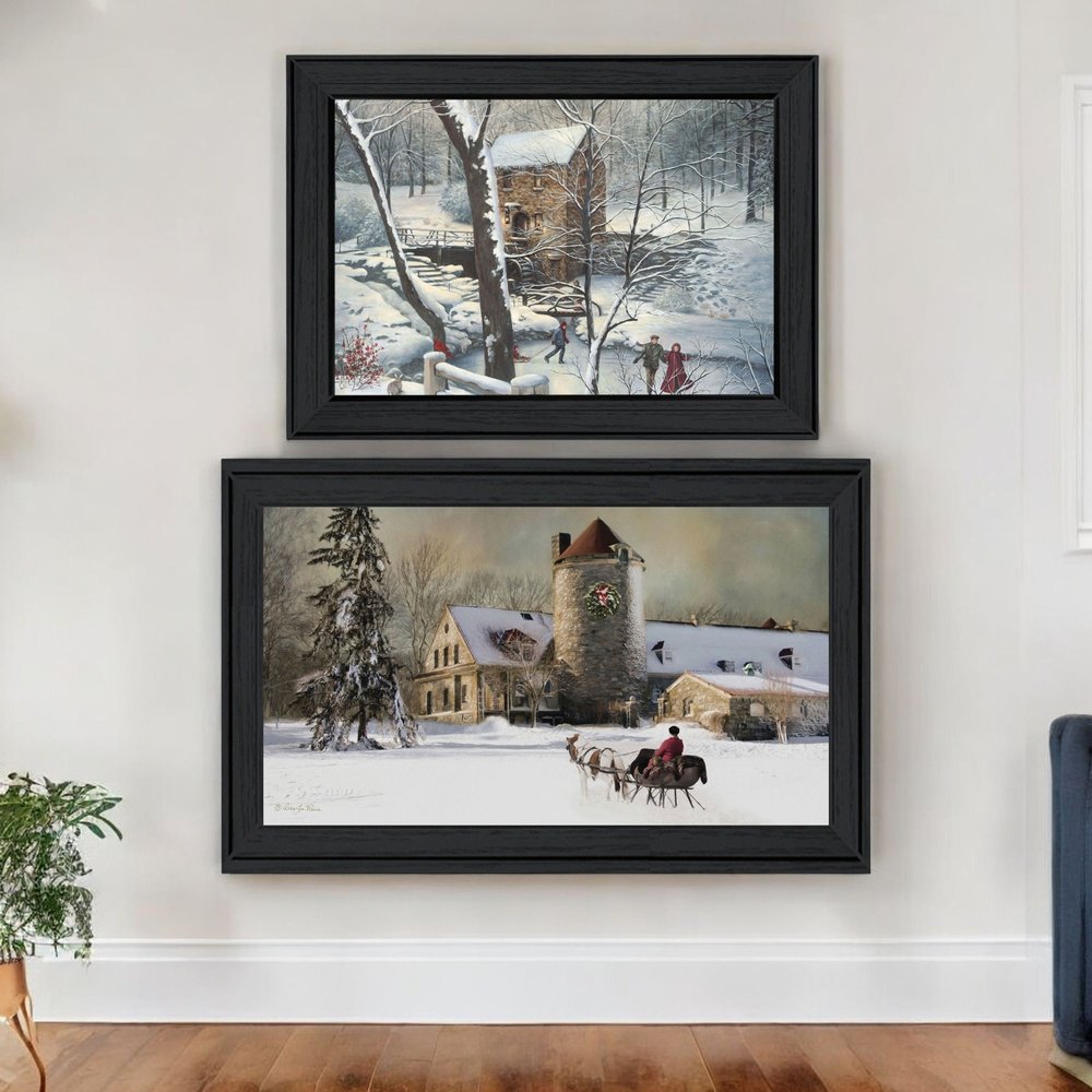 Set Of Two Millhouse Collection Black Framed Wall Art
