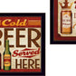 Set Of Two Beer II Cold Beer Served Here Black Framed Wall Art