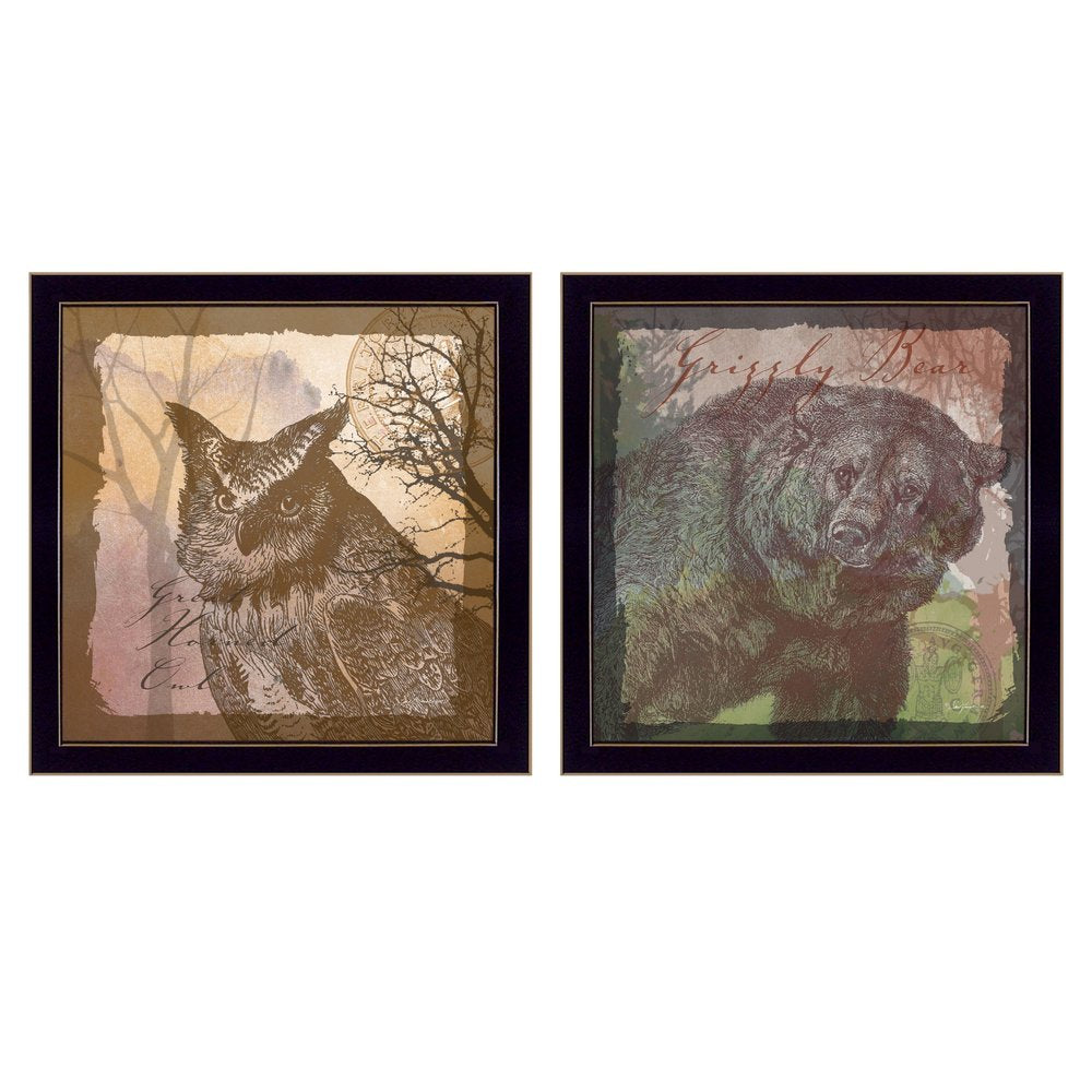 Set Of Two Wildlife Collection Black Framed Wall Art