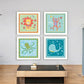 Set Of Four Childrens Room White Framed Wall Art