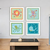 Set Of 4 Rectangle Paper Whale Not Flowers Not Entertainment & Fashion U.S. States And Territories No Season No Holiday By