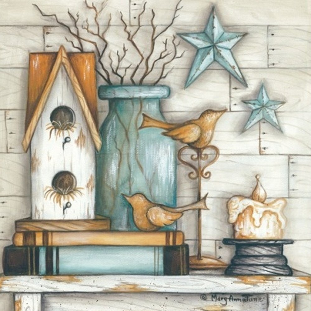 Set Of Two Marys Country Shelf 1 Black Framed Wall Art