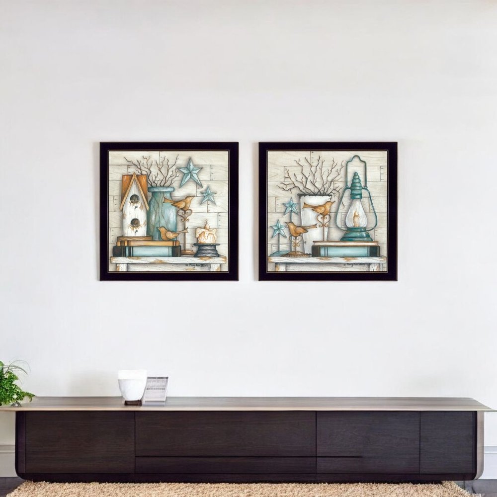 Set Of Two Marys Country Shelf 1 Black Framed Wall Art