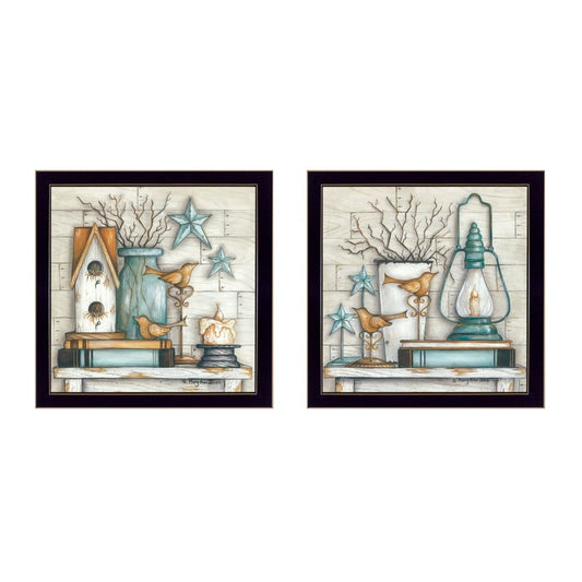 Set Of Two Marys Country Shelf 1 Black Framed Wall Art