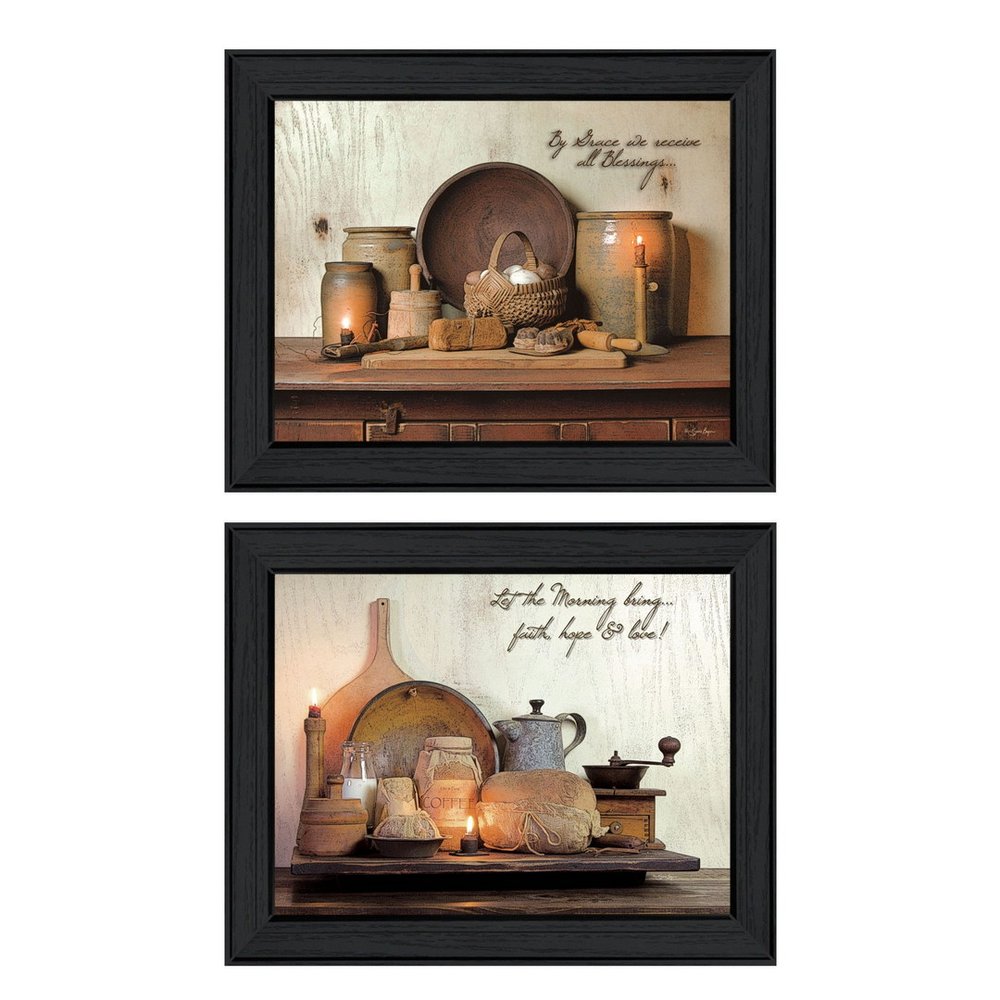 Set Of Two By Grace 2 Black Framed Wall Art