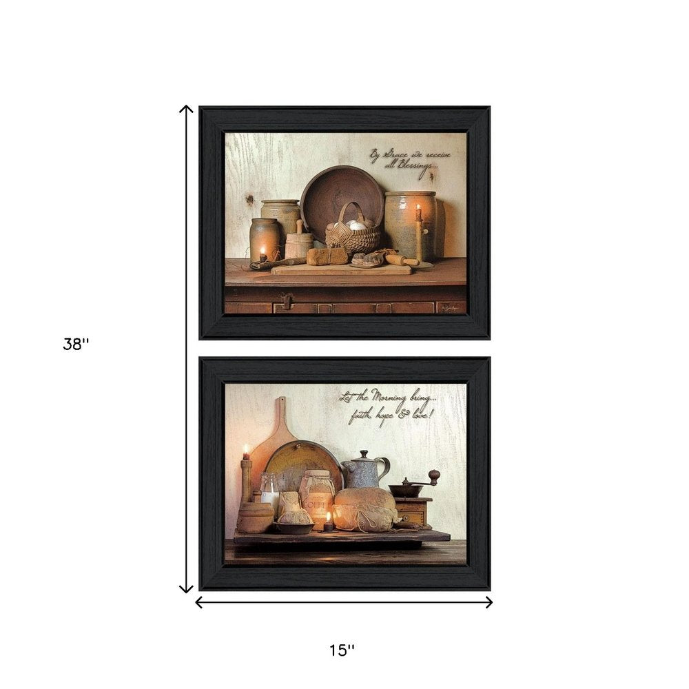 Set Of Two By Grace 2 Black Framed Wall Art