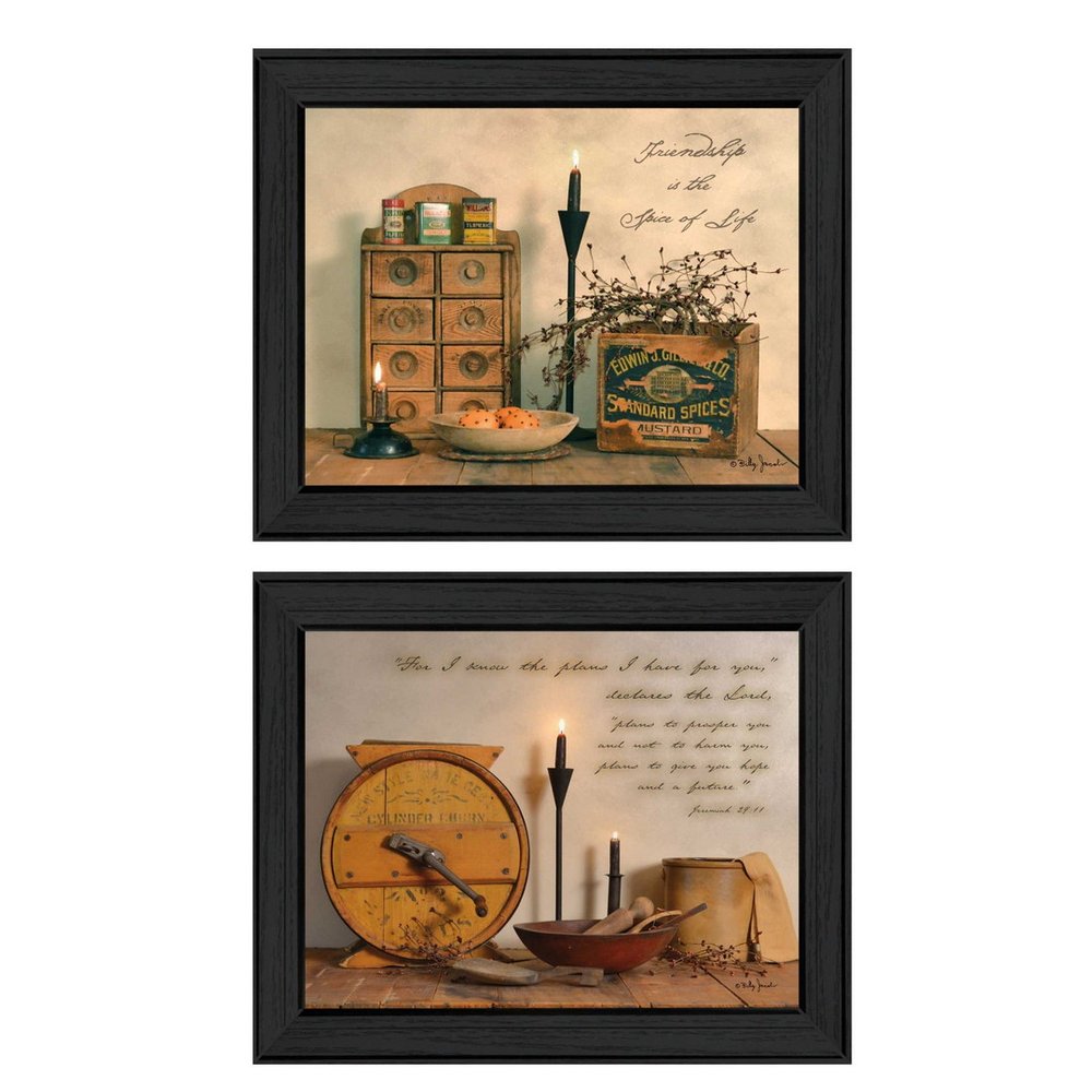Set Of Two Friendship is the Spice of Life Black Framed Wall Art