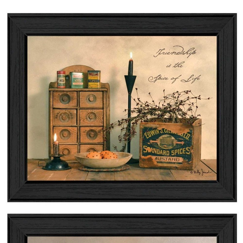Set Of Two Friendship is the Spice of Life Black Framed Wall Art