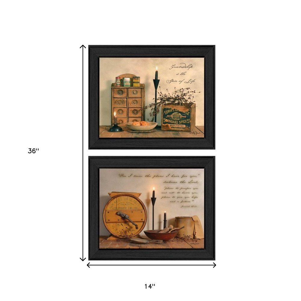 Set Of Two Friendship is the Spice of Life Black Framed Wall Art