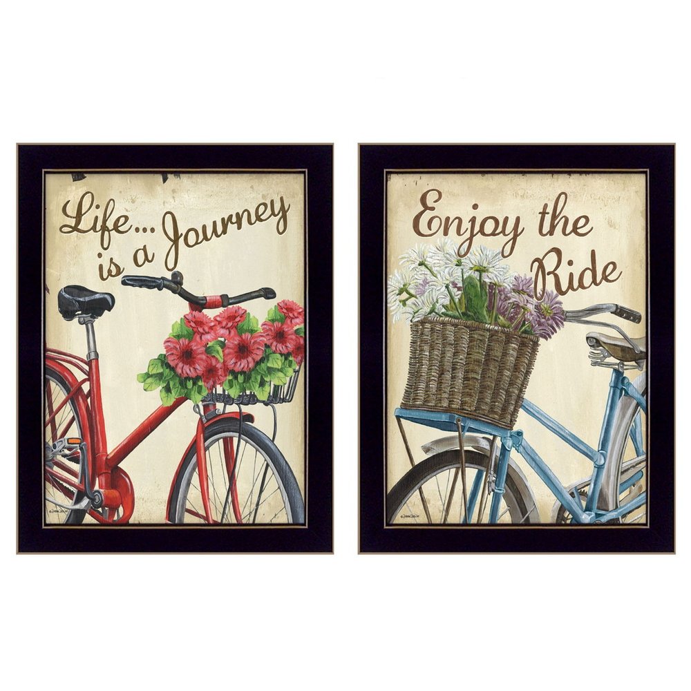 Set Of Two Vintage Bicycles Black Framed Wall Art