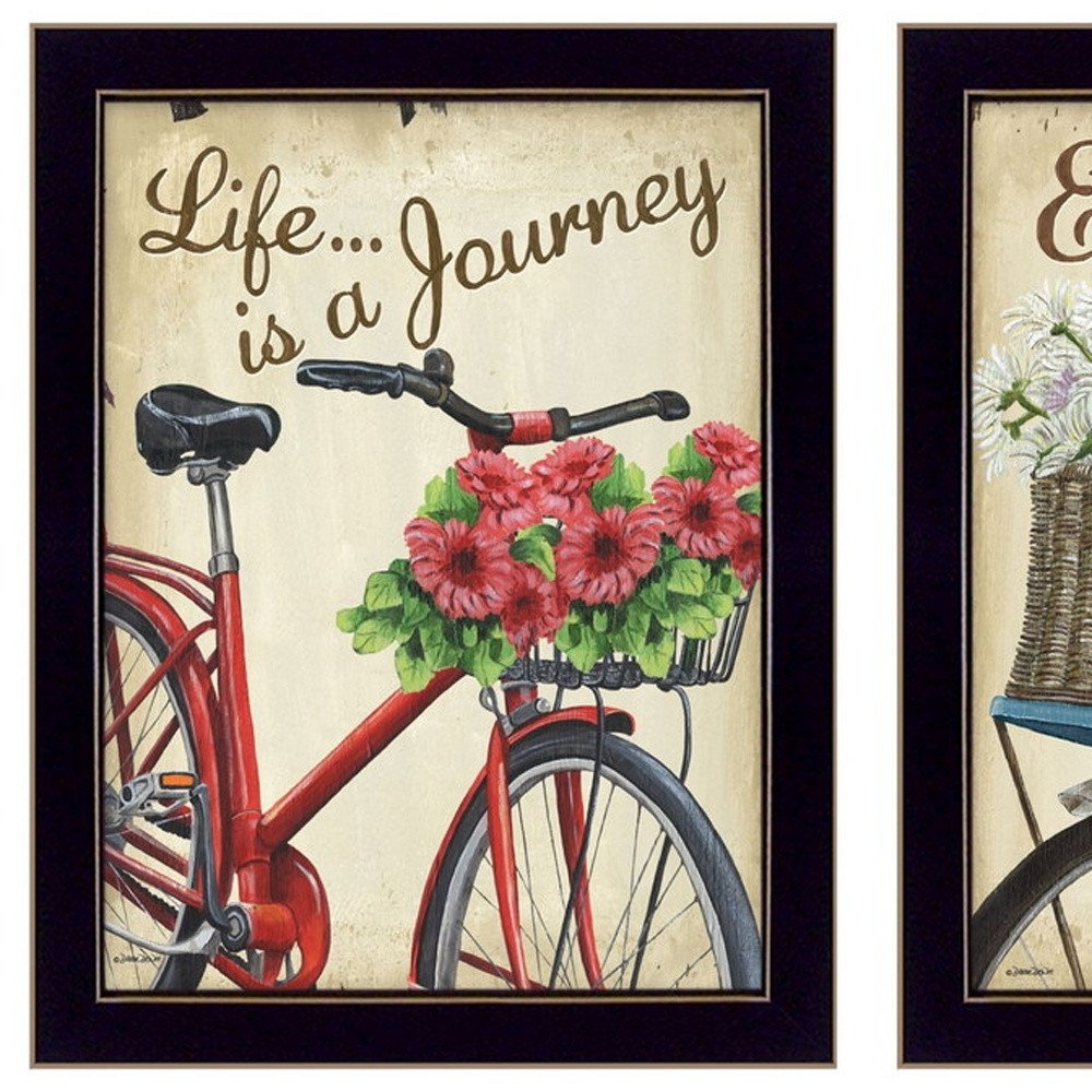 Set Of Two Vintage Bicycles Black Framed Wall Art