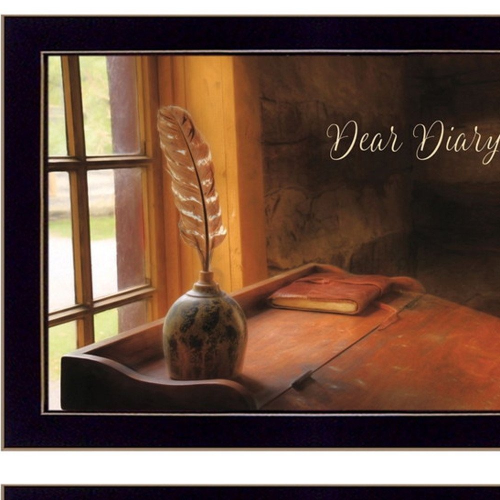 Set Of Two Dear Diary Black Framed Wall Art