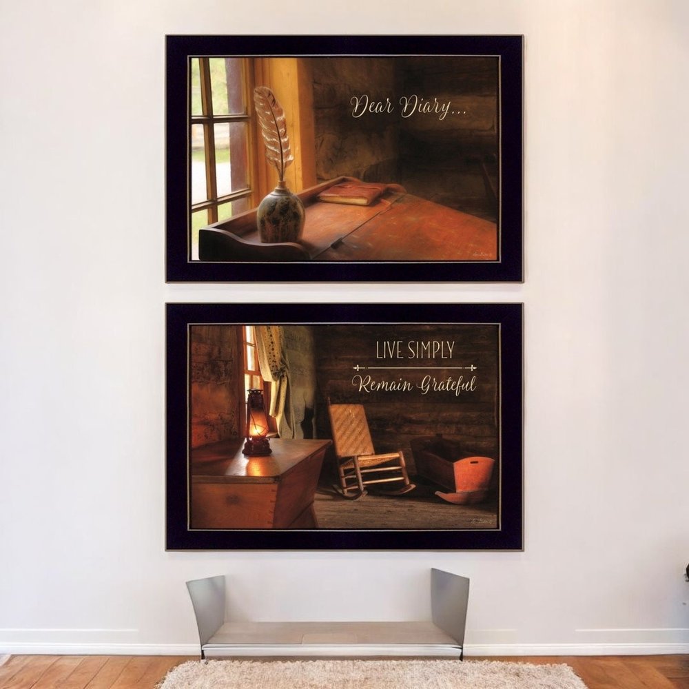 Set Of Two Dear Diary Black Framed Wall Art