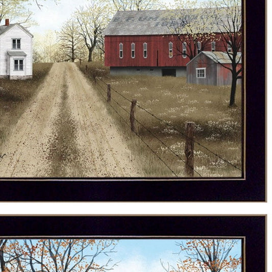 Set Of Two Scenic Country Black Framed Wall Art