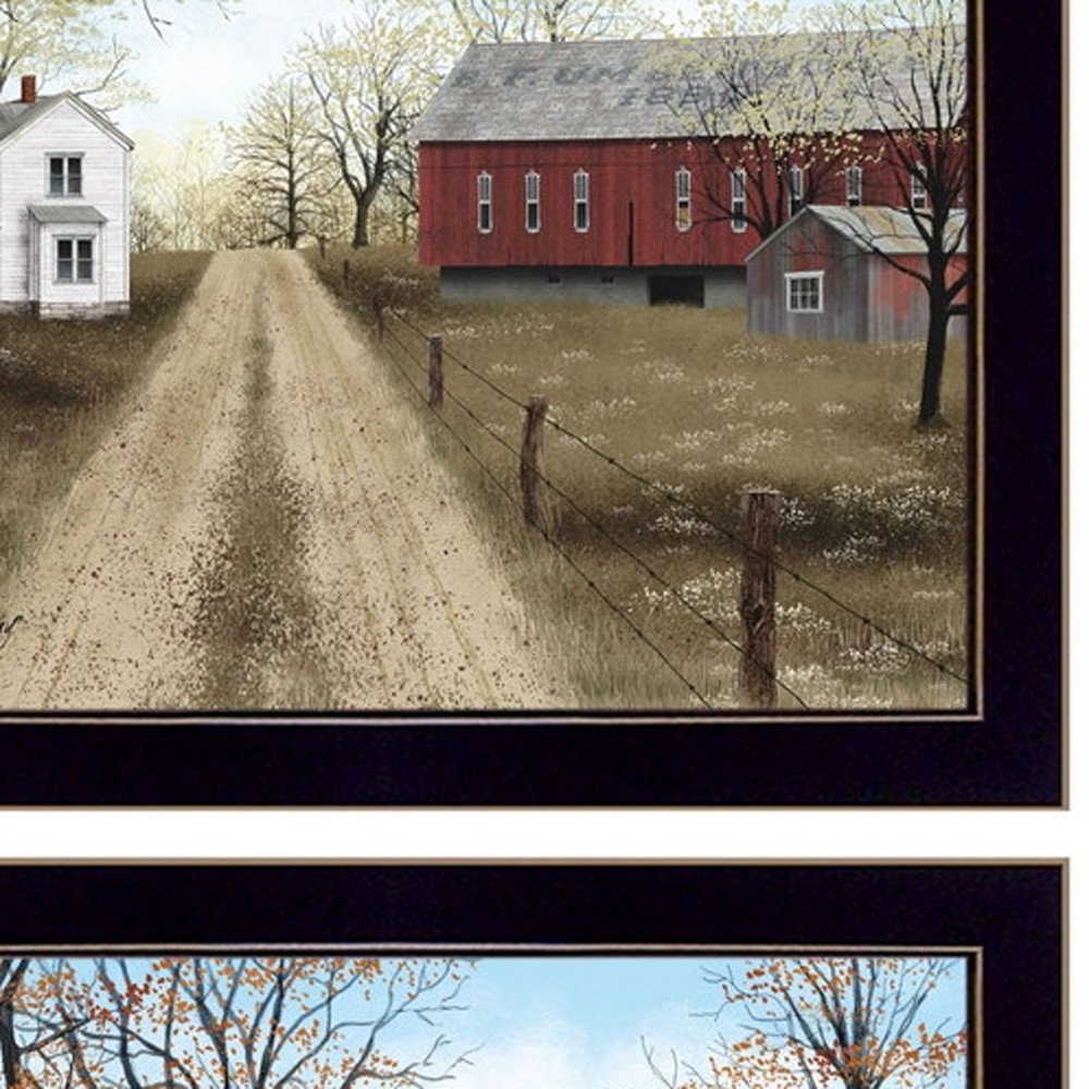 Set Of Two Scenic Country Black Framed Wall Art
