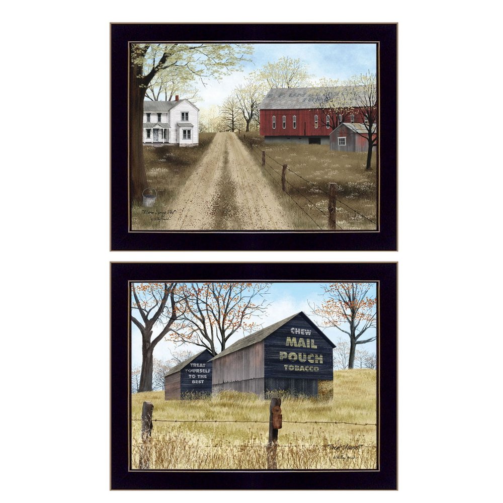 Set Of Two Scenic Country Black Framed Wall Art