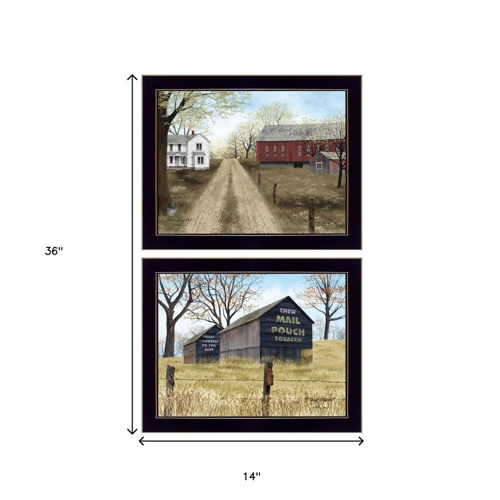 Set Of Two Scenic Country Black Framed Wall Art