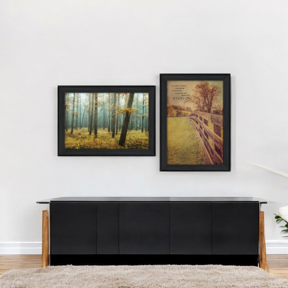 Set Of Two Life Goes on Black Framed Wall Art