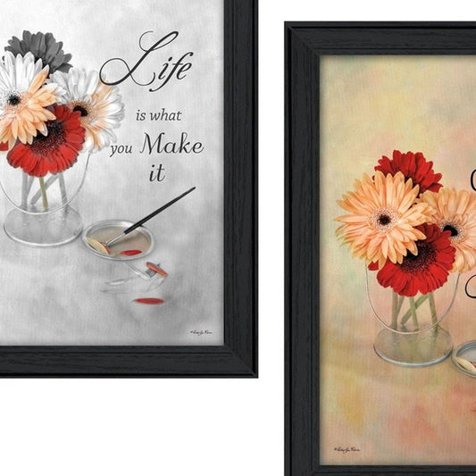 Set Of Two Create Beauty Black Framed Wall Art