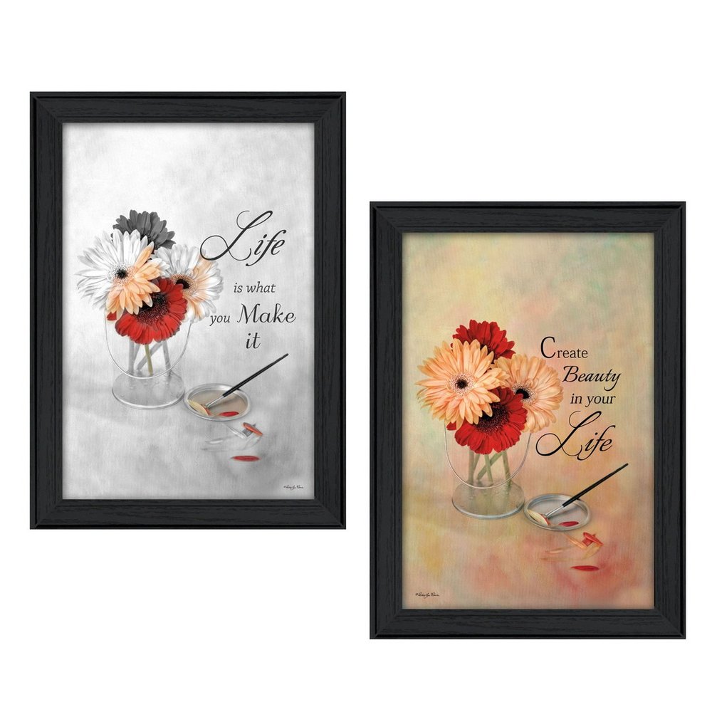 Set Of Two Create Beauty Black Framed Wall Art
