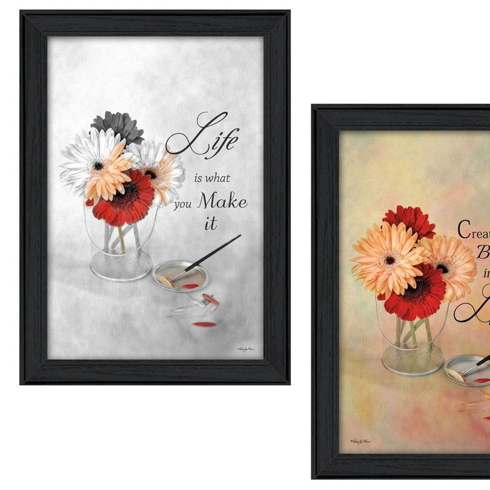 Set Of Two Create Beauty Black Framed Wall Art