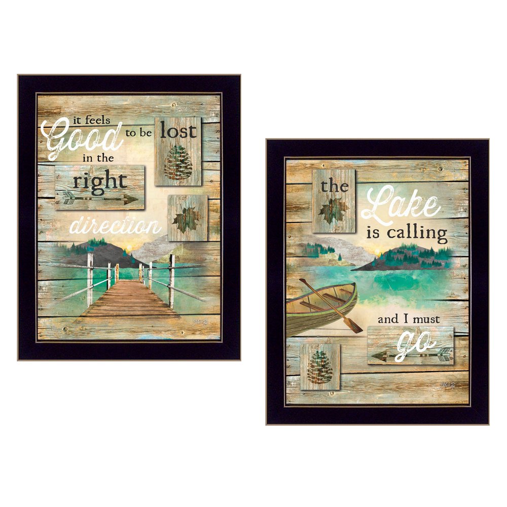 Set Of Two Lost in the Right Direction Black Framed Wall Art