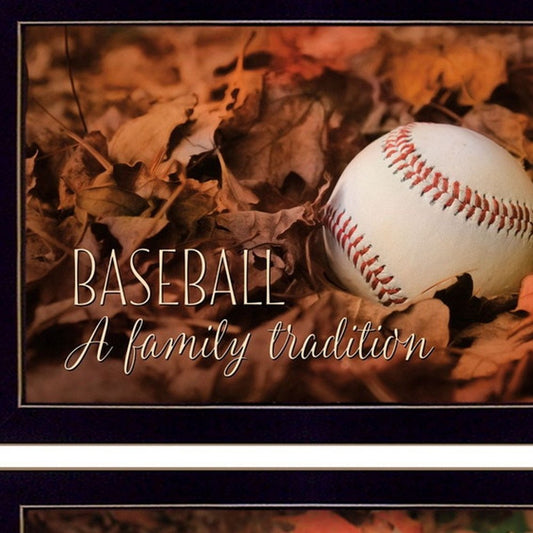 Set Of Two Baseball and Football Black Framed Wall Art
