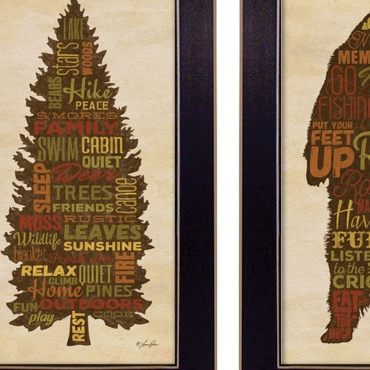 Set Of Two Cabin Rules Black Framed Wall Art