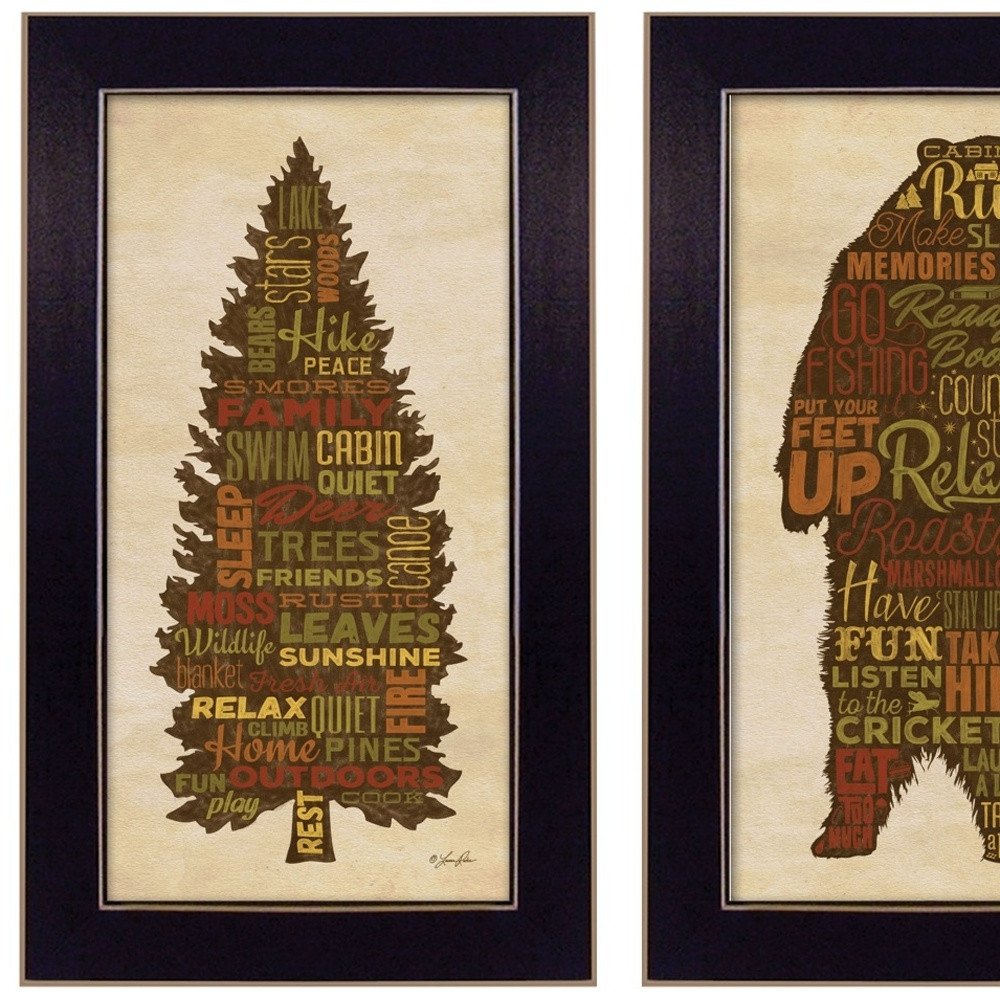 Set Of Two Cabin Rules Black Framed Wall Art