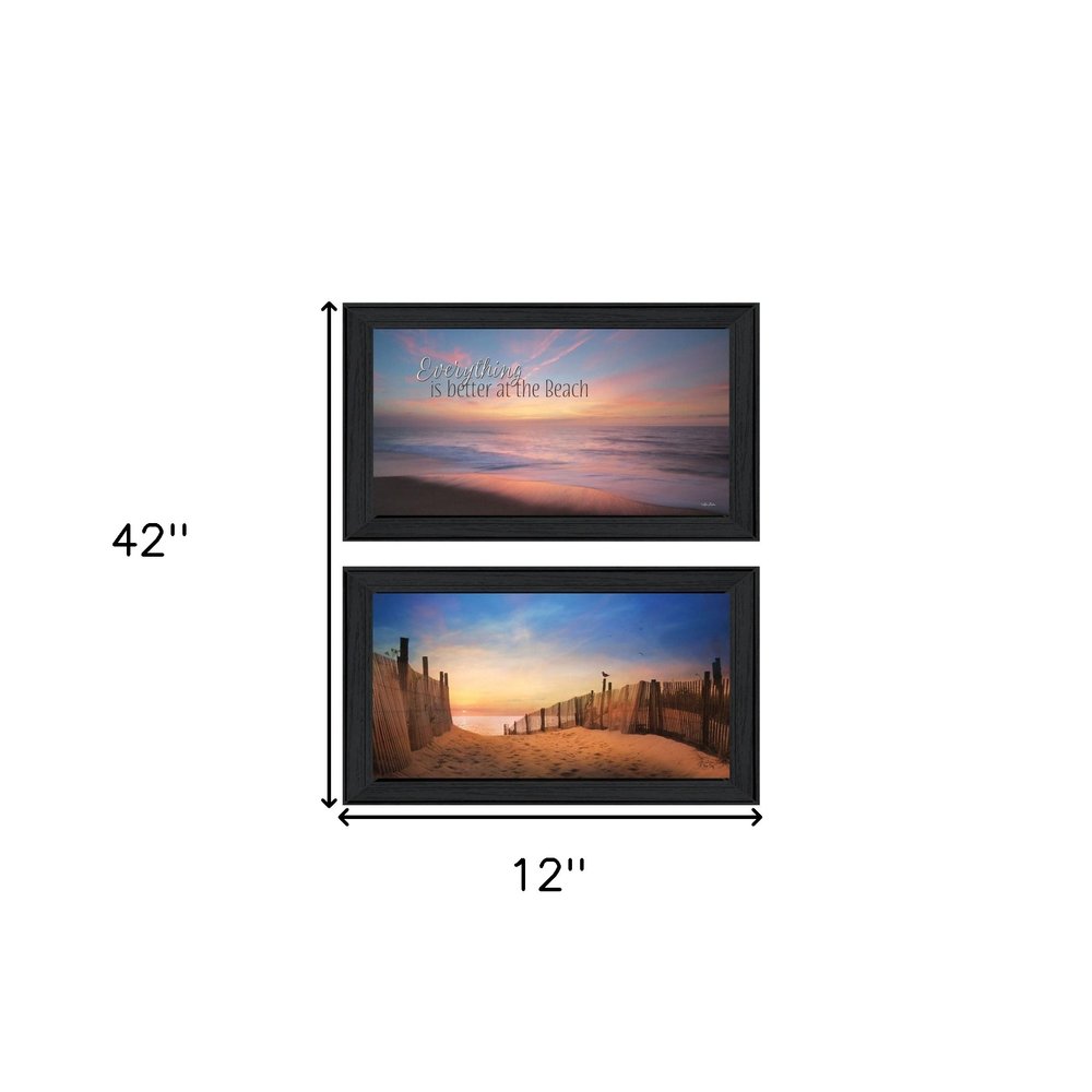 Set Of Two At the Beach Black Framed Wall Art