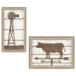 Set Of Two Country Bath Shelf Brown Framed Wall Art