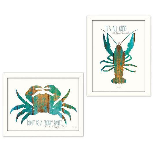 Set Of Two Its All Good at the Beach White Framed Wall Art