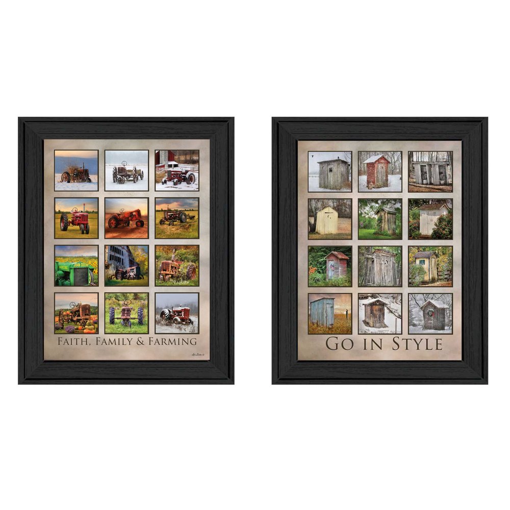 Set Of Two Farming Black Framed Wall Art
