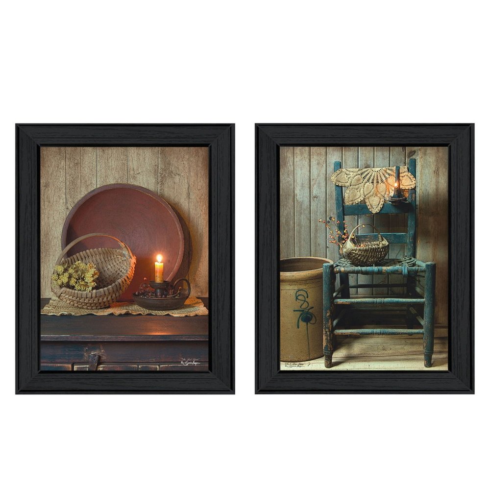 Set Of Two Warm Home Setting Black Framed Wall Art