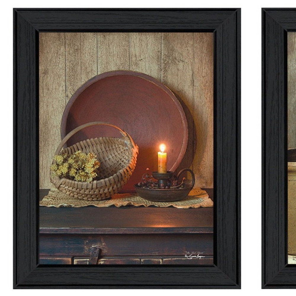 Set Of Two Warm Home Setting Black Framed Wall Art