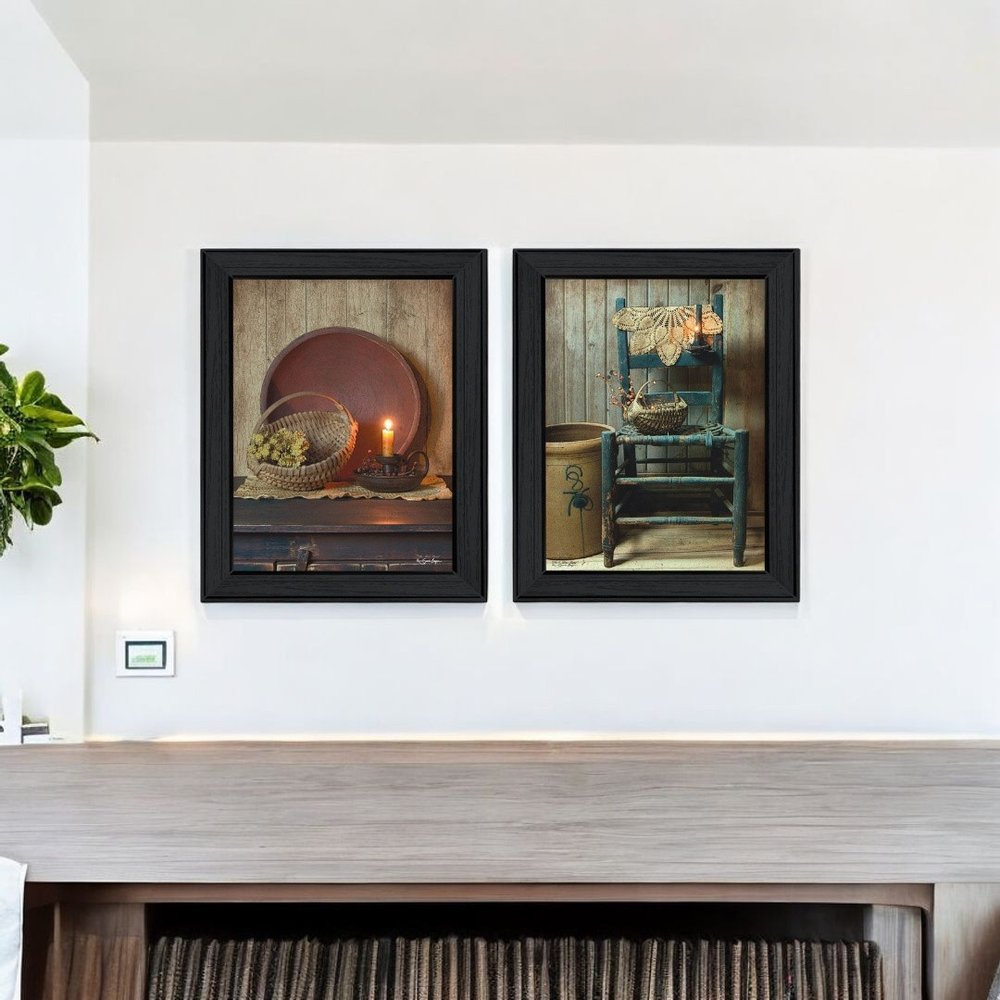 Set Of Two Warm Home Setting Black Framed Wall Art