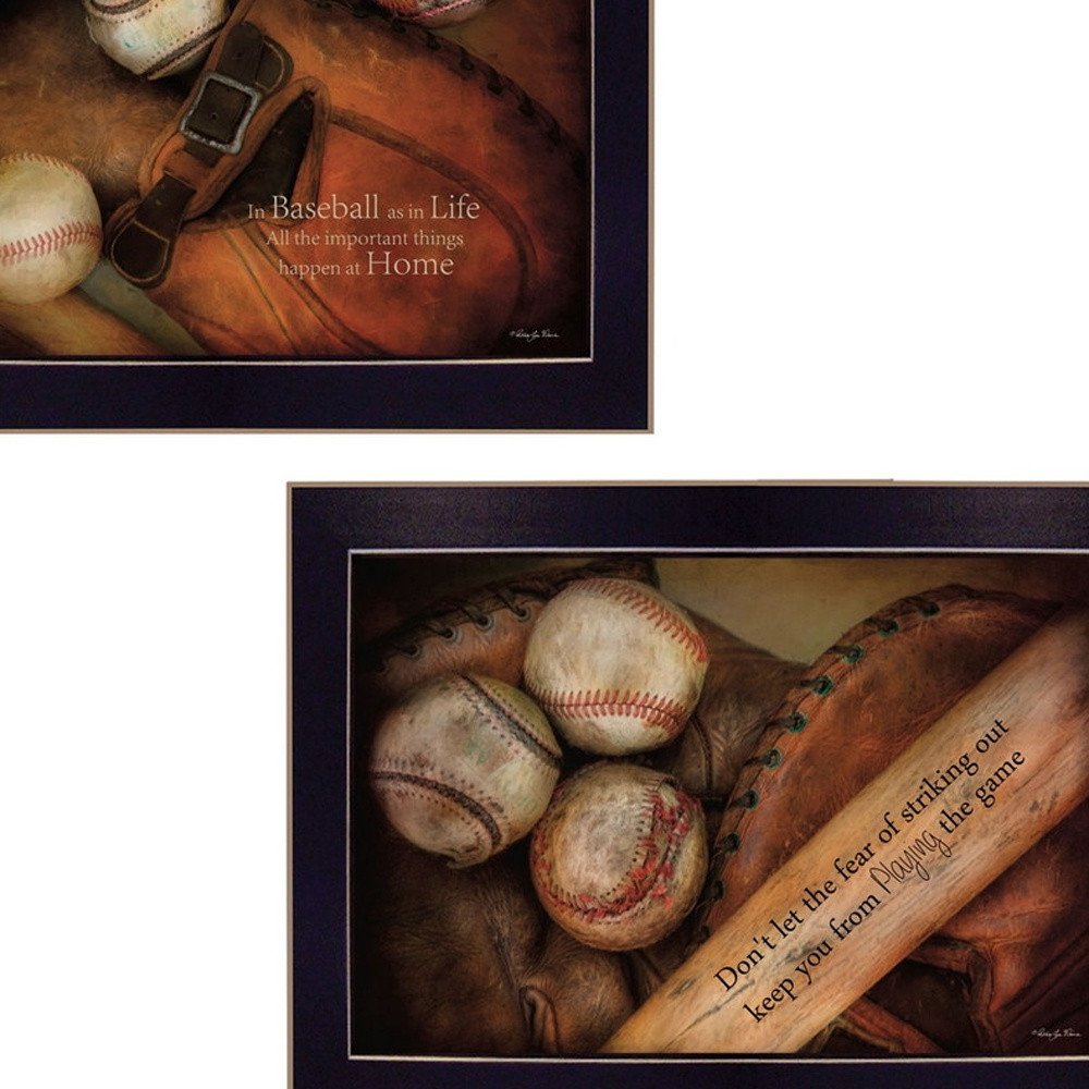 Set Of Two Baseball 2 Black Framed Wall Art