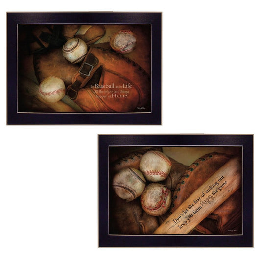 Set Of Two Baseball 2 Black Framed Wall Art