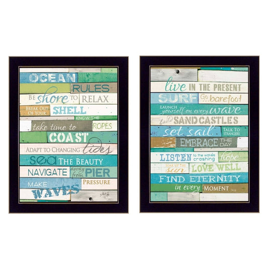 Set Of Two Live in The Present 1 Black Framed Wall Art