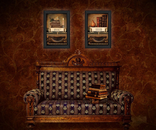Set Of Two Vintage Lessons Black Framed Wall Art