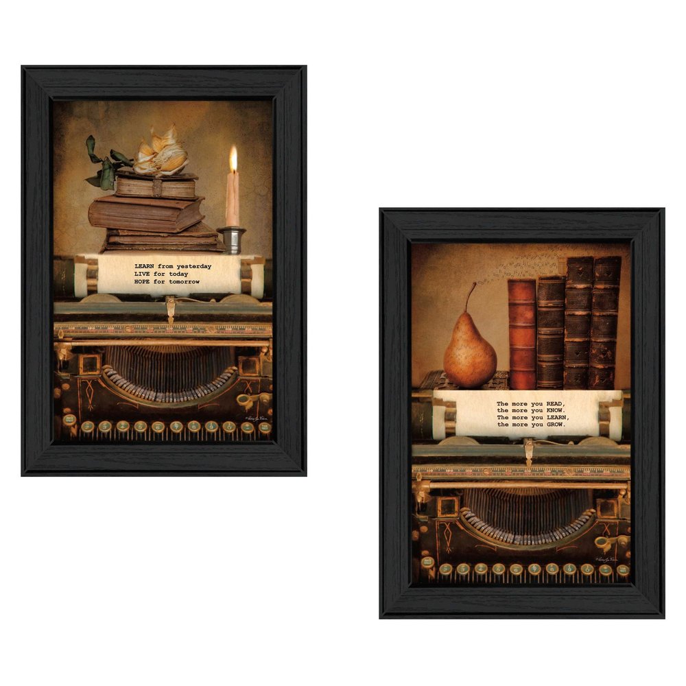 Set Of Two Vintage Lessons Black Framed Wall Art