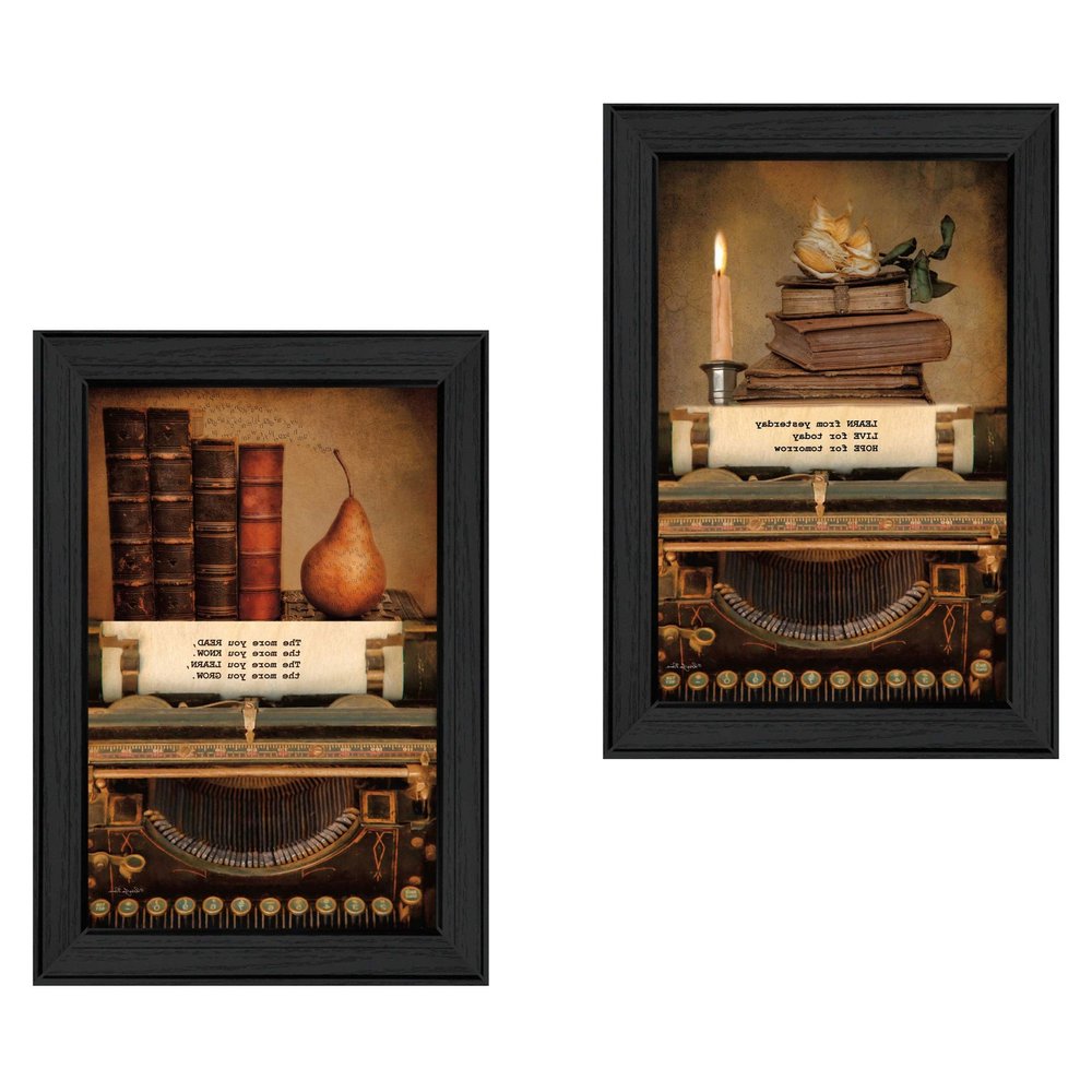 Set Of Two Vintage Lessons Black Framed Wall Art