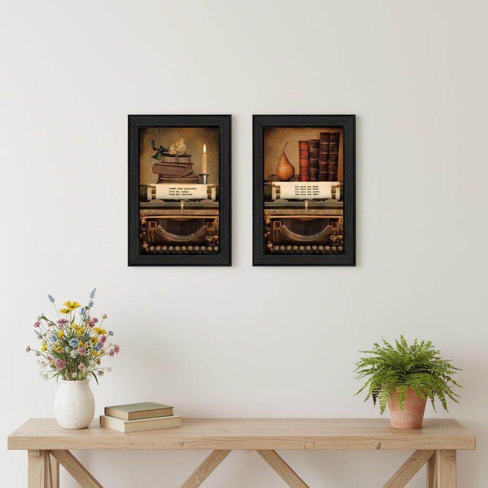 Set Of Two Vintage Lessons Black Framed Wall Art
