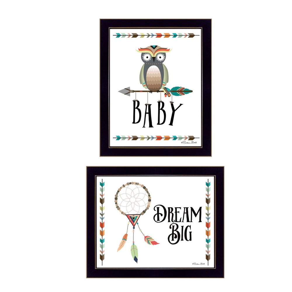 Set Of Two Baby Owl or Dream Big 1 Black Framed Wall Art