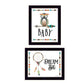 Set Of Two Baby Owl or Dream Big 1 Black Framed Wall Art
