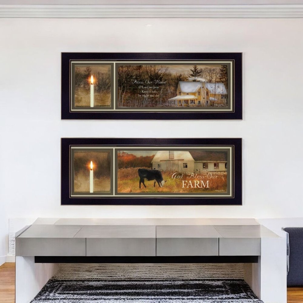 Set Of Two Bless Our Home Black Framed Wall Art